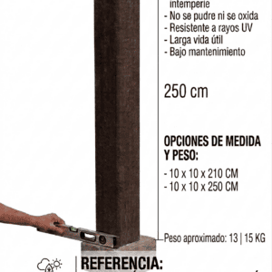 Poste plástico para ganadería 10 x 10 x 210 | 10 x 10 x 250