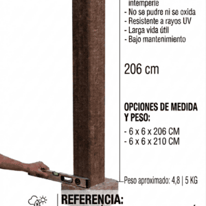Poste plástico para ganadería 6 x 6 x 206 | 6 x 6 x 210