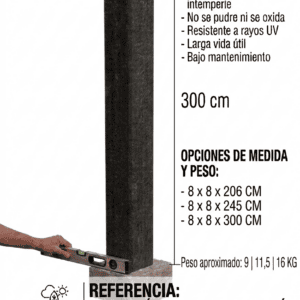 Poste plástico para ganadería 8 x 8 x 206 | 8 x 8 x 245 | 8 x 8 x 300