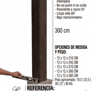 Poste plástico para ganadería 12 x 12 x 210 | 12 x 12 x 245 | 12 x 12 x 270 | 12 x 12 x 300 | 12 x 12 x 360